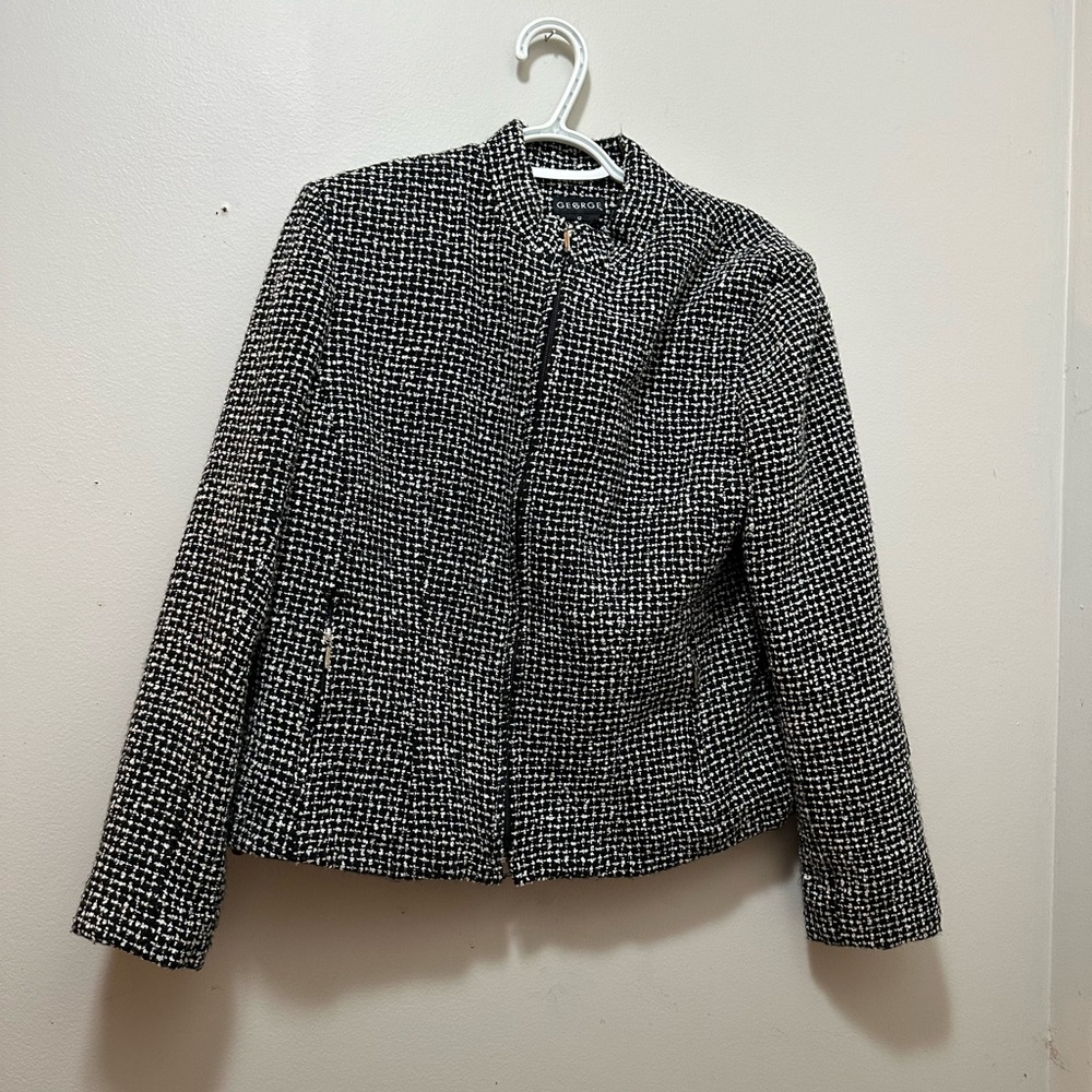 George Women's Black and White Tweed Jacket